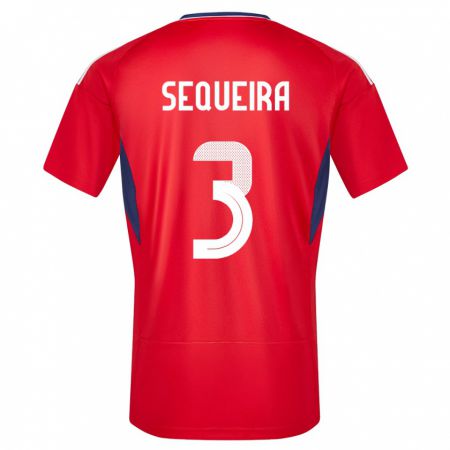 Kandiny Mujer Camiseta Costa Rica Douglas Sequeira #3 Rojo 1ª Equipación 24-26 La Camisa Chile
