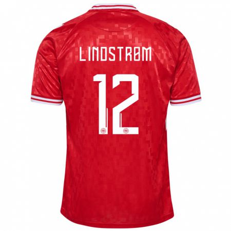 Kandiny Mujer Camiseta Dinamarca Jesper Lindstrøm #12 Rojo 1ª Equipación 24-26 La Camisa Chile