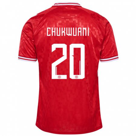 Kandiny Mujer Camiseta Dinamarca Tochi Chukwuani #20 Rojo 1ª Equipación 24-26 La Camisa Chile