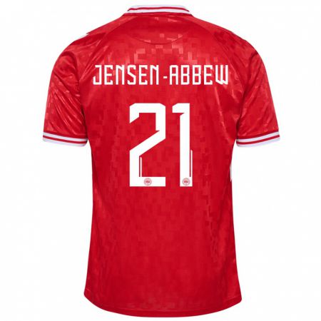 Kandiny Mujer Camiseta Dinamarca Jonas Jensen-Abbew #21 Rojo 1ª Equipación 24-26 La Camisa Chile