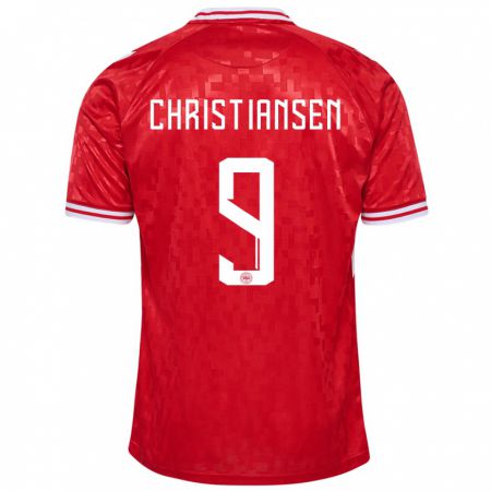 Kandiny Mujer Camiseta Dinamarca Nanna Christiansen #9 Rojo 1ª Equipación 24-26 La Camisa Chile