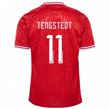 Kandiny Mujer Camiseta Dinamarca Casper Tengstedt #11 Rojo 1ª Equipación 24-26 La Camisa Chile