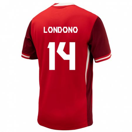 Kandiny Mujer Camiseta Canadá Tyler Londono #14 Rojo 1ª Equipación 24-26 La Camisa Chile