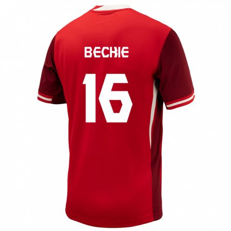 Kandiny Mujer Camiseta Canadá Janine Beckie #16 Rojo 1ª Equipación 24-26 La Camisa Chile