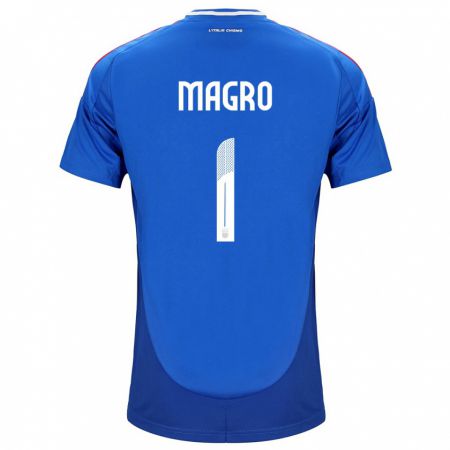 Kandiny Mujer Camiseta Italia Federico Magro #1 Azul 1ª Equipación 24-26 La Camisa Chile