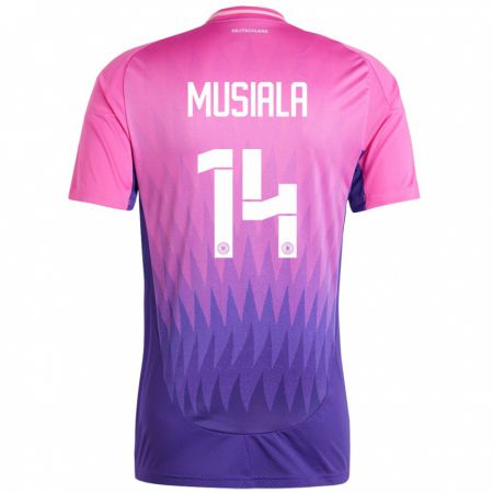 Kandiny Mujer Camiseta Alemania Jamal Musiala #14 Rosado Morado 2ª Equipación 24-26 La Camisa Chile