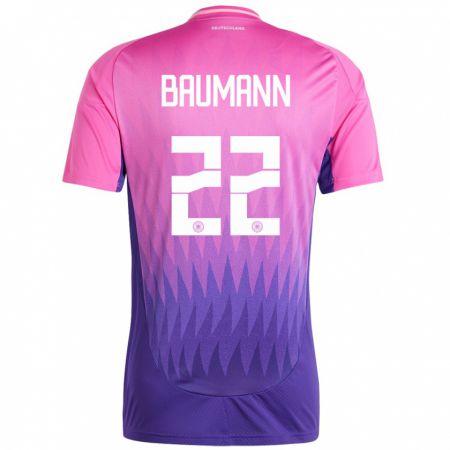 Kandiny Mujer Camiseta Alemania Oliver Baumann #22 Rosado Morado 2ª Equipación 24-26 La Camisa Chile