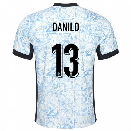 Kandiny Mujer Camiseta Portugal Danilo Pereira #13 Crema Azul 2ª Equipación 24-26 La Camisa Chile
