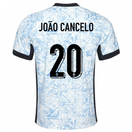 Kandiny Mujer Camiseta Portugal Joao Cancelo #20 Crema Azul 2ª Equipación 24-26 La Camisa Chile