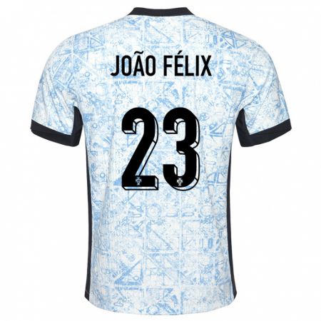 Kandiny Mujer Camiseta Portugal Joao Felix #23 Crema Azul 2ª Equipación 24-26 La Camisa Chile