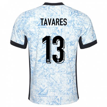 Kandiny Mujer Camiseta Portugal Nuno Tavares #13 Crema Azul 2ª Equipación 24-26 La Camisa Chile