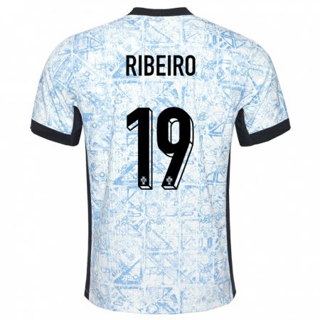 Kandiny Mujer Camiseta Portugal Rodrigo Ribeiro #19 Crema Azul 2ª Equipación 24-26 La Camisa Chile