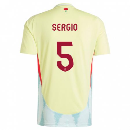 Kandiny Mujer Camiseta España Sergio Busquets #5 Amarillo 2ª Equipación 24-26 La Camisa Chile
