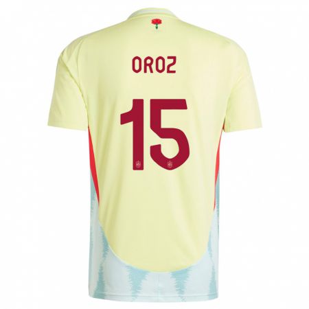 Kandiny Mujer Camiseta España Maite Oroz #15 Amarillo 2ª Equipación 24-26 La Camisa Chile