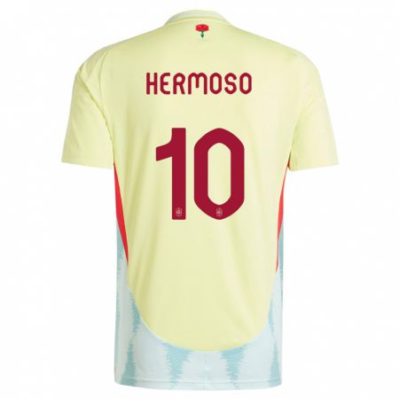 Kandiny Mujer Camiseta España Jennifer Hermoso #10 Amarillo 2ª Equipación 24-26 La Camisa Chile