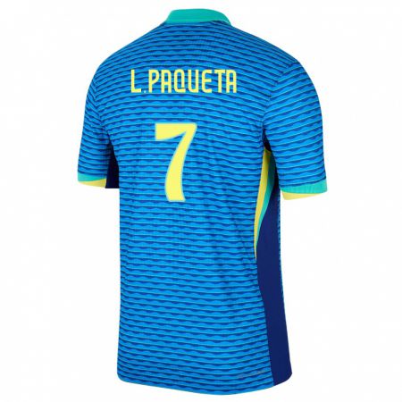 Kandiny Mujer Camiseta Brasil Lucas Paqueta #7 Azul 2ª Equipación 24-26 La Camisa Chile