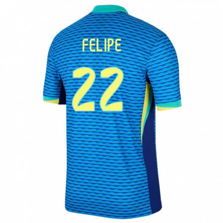 Kandiny Mujer Camiseta Brasil Cayo Felipe #22 Azul 2ª Equipación 24-26 La Camisa Chile