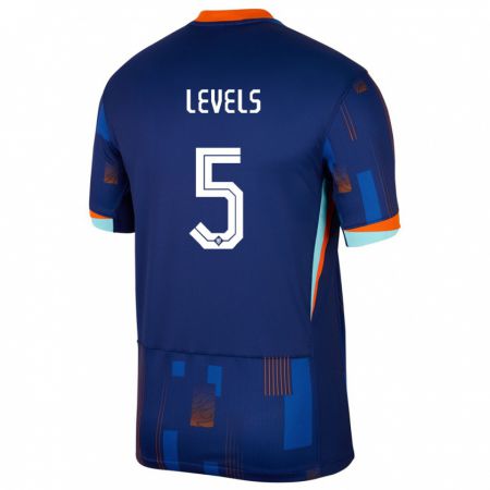 Kandiny Mujer Camiseta Países Bajos Janou Levels #5 Azul 2ª Equipación 24-26 La Camisa Chile