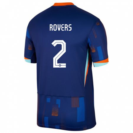 Kandiny Mujer Camiseta Países Bajos Bram Rovers #2 Azul 2ª Equipación 24-26 La Camisa Chile