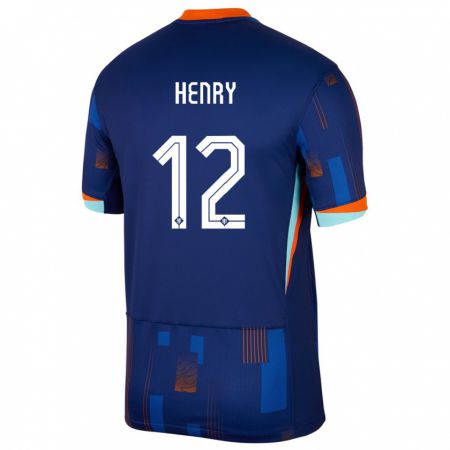 Kandiny Mujer Camiseta Países Bajos Alvaro Henry #12 Azul 2ª Equipación 24-26 La Camisa Chile