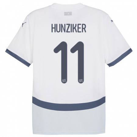 Kandiny Mujer Camiseta Suiza Andrin Hunziker #11 Blanco 2ª Equipación 24-26 La Camisa Chile