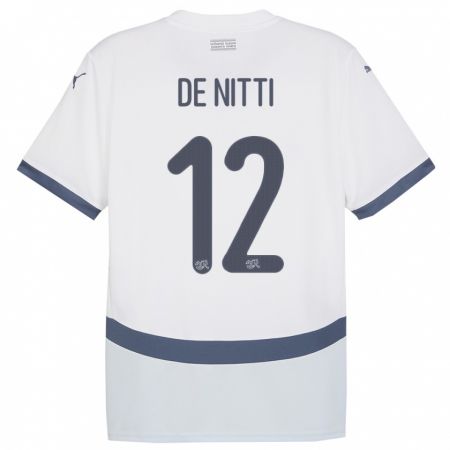Kandiny Mujer Camiseta Suiza Gianni De Nitti #12 Blanco 2ª Equipación 24-26 La Camisa Chile