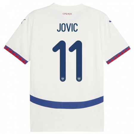 Kandiny Mujer Camiseta Serbia Luka Jovic #11 Blanco 2ª Equipación 24-26 La Camisa Chile