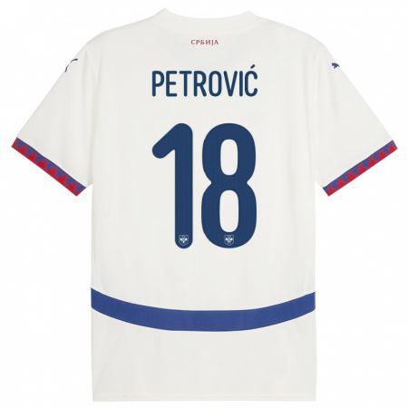 Kandiny Mujer Camiseta Serbia Emilija Petrovic #18 Blanco 2ª Equipación 24-26 La Camisa Chile