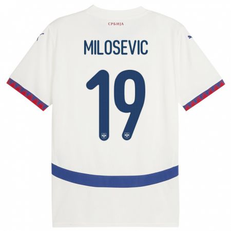 Kandiny Mujer Camiseta Serbia Jovan Milosevic #19 Blanco 2ª Equipación 24-26 La Camisa Chile