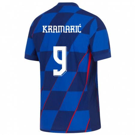 Kandiny Mujer Camiseta Croacia Andrej Kramaric #9 Azul 2ª Equipación 24-26 La Camisa Chile