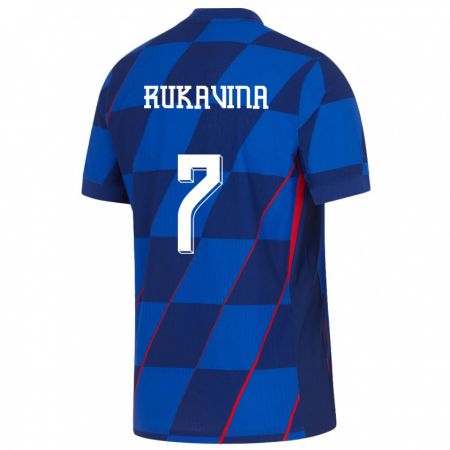 Kandiny Mujer Camiseta Croacia Gabriel Rukavina #7 Azul 2ª Equipación 24-26 La Camisa Chile