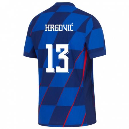 Kandiny Mujer Camiseta Croacia Simun Hrgovic #13 Azul 2ª Equipación 24-26 La Camisa Chile