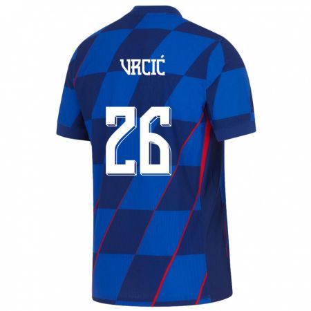 Kandiny Mujer Camiseta Croacia Jere Vrcic #26 Azul 2ª Equipación 24-26 La Camisa Chile