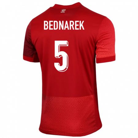 Kandiny Mujer Camiseta Polonia Jan Bednarek #5 Rojo 2ª Equipación 24-26 La Camisa Chile