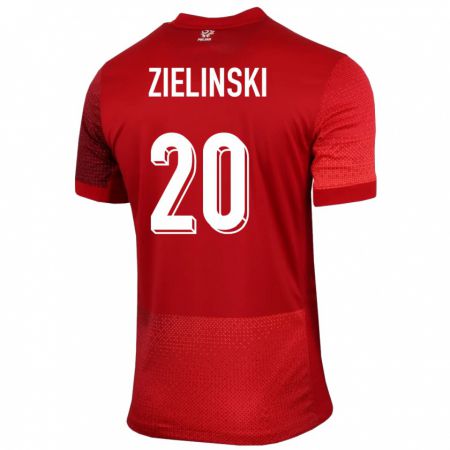 Kandiny Mujer Camiseta Polonia Piotr Zielinski #20 Rojo 2ª Equipación 24-26 La Camisa Chile