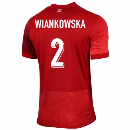 Kandiny Mujer Camiseta Polonia Martyna Wiankowska #2 Rojo 2ª Equipación 24-26 La Camisa Chile