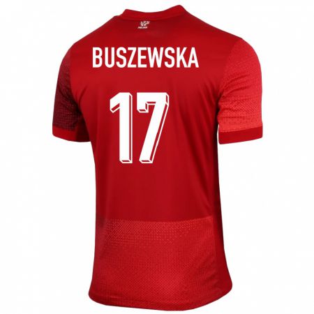 Kandiny Mujer Camiseta Polonia Zofia Buszewska #17 Rojo 2ª Equipación 24-26 La Camisa Chile