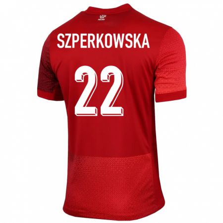 Kandiny Mujer Camiseta Polonia Oliwia Szperkowska #22 Rojo 2ª Equipación 24-26 La Camisa Chile
