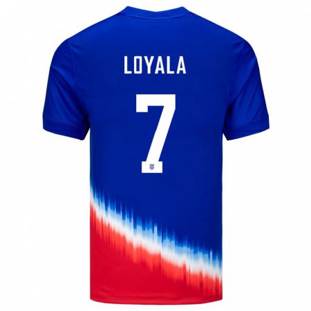 Kandiny Mujer Camiseta Estados Unidos Favian Loyala #7 Azul 2ª Equipación 24-26 La Camisa Chile
