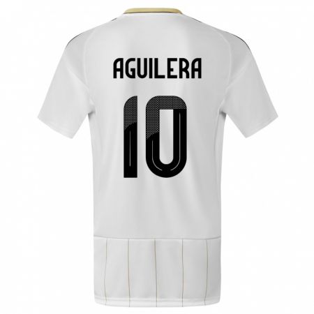 Kandiny Mujer Camiseta Costa Rica Brandon Aguilera #10 Blanco 2ª Equipación 24-26 La Camisa Chile