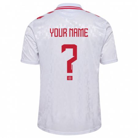 Kandiny Mujer Camiseta Dinamarca Su Nombre #0 Blanco 2ª Equipación 24-26 La Camisa Chile