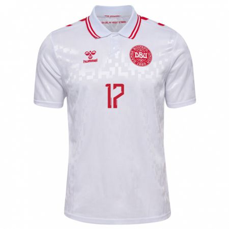 Kandiny Mujer Camiseta Dinamarca Nicolas Madsen #17 Blanco 2ª Equipación 24-26 La Camisa Chile
