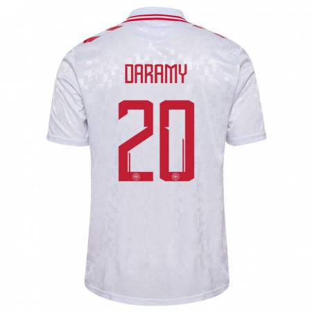 Kandiny Mujer Camiseta Dinamarca Mohamed Daramy #20 Blanco 2ª Equipación 24-26 La Camisa Chile