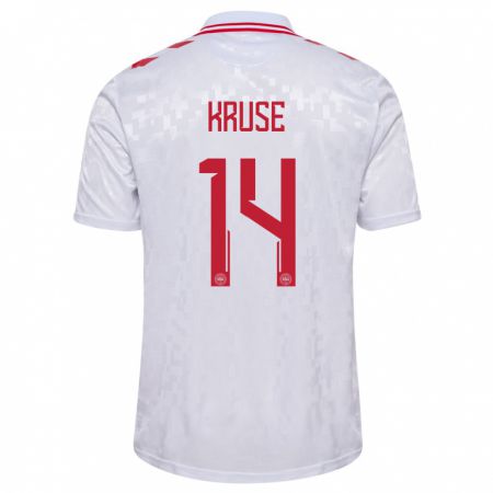 Kandiny Mujer Camiseta Dinamarca David Kruse #14 Blanco 2ª Equipación 24-26 La Camisa Chile