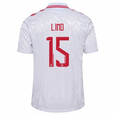 Kandiny Mujer Camiseta Dinamarca Victor Lind #15 Blanco 2ª Equipación 24-26 La Camisa Chile