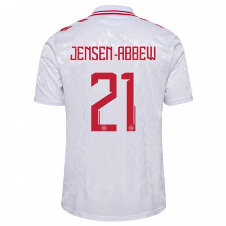 Kandiny Mujer Camiseta Dinamarca Jonas Jensen-Abbew #21 Blanco 2ª Equipación 24-26 La Camisa Chile