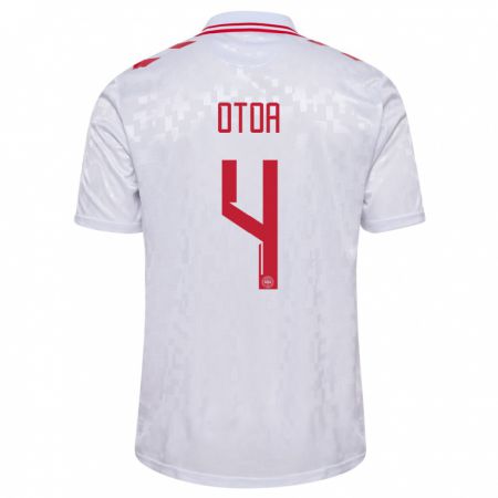 Kandiny Mujer Camiseta Dinamarca Sebastian Otoa #4 Blanco 2ª Equipación 24-26 La Camisa Chile