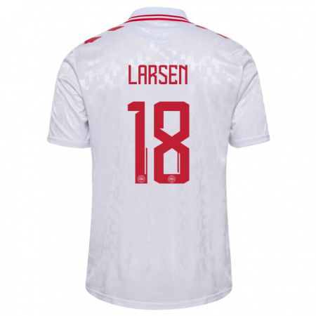 Kandiny Mujer Camiseta Dinamarca Lukas Larsen #18 Blanco 2ª Equipación 24-26 La Camisa Chile