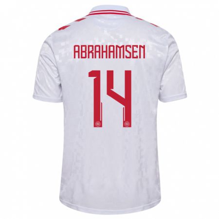 Kandiny Mujer Camiseta Dinamarca Mads Abrahamsen #14 Blanco 2ª Equipación 24-26 La Camisa Chile