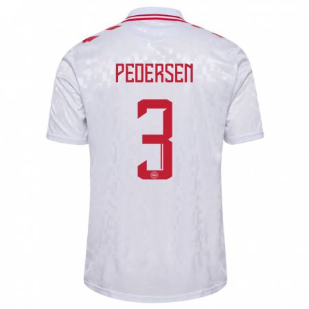 Kandiny Mujer Camiseta Dinamarca Stine Ballisager Pedersen #3 Blanco 2ª Equipación 24-26 La Camisa Chile